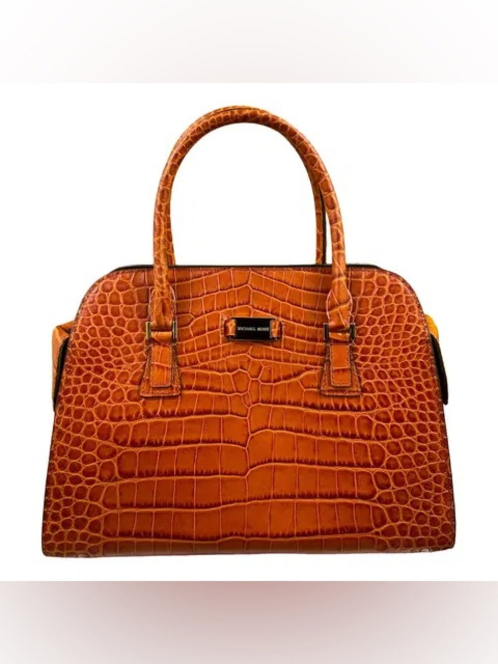 Michael Kors Cognac Croc-Embossed Satchel Handbag